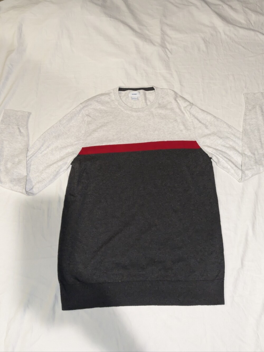 Old Navy Colorblock Crewneck Sweater with Red Accent